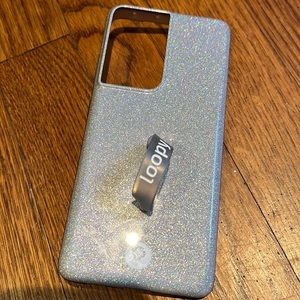 Samsung galaxy s21 ultra loopy case - silver sparkle